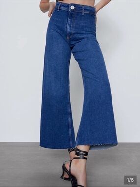 Zara Mariner Wide-Leg Cropped Jeans